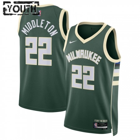 Dres Milwaukee Bucks Khris Middleton 22 Nike 2022-23 Icon Edition Zelena Swingman - Dječji